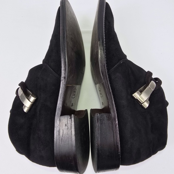 Goffredo Fantini Womens - EU 38 / US 7.5 Black Suede Ankle Boots Silver Buckle - Picture 6 of 13